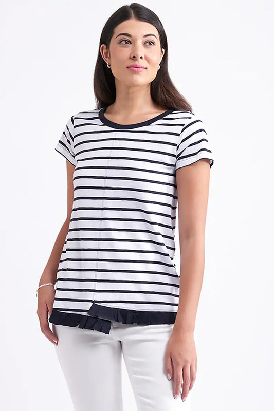 Foil Best Friller Tee in Breton Stripe front detail