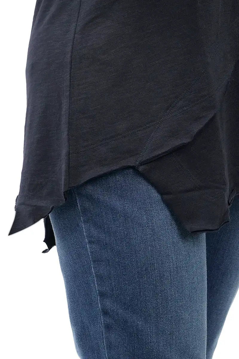 Foil Best Angle Tee in True Navy hem detail
