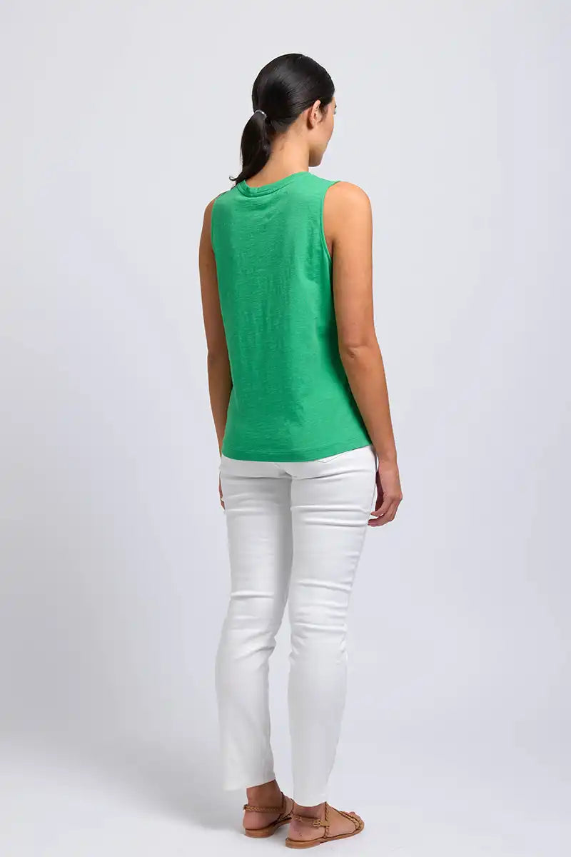 Foil Great Investment Tank in Kelly Green back full model view