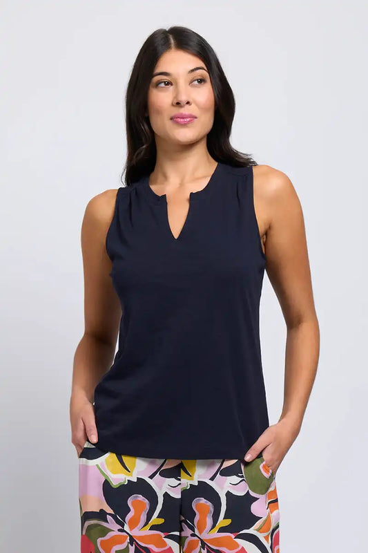 Foil Great Investment Tank in Tue Navy front detail view