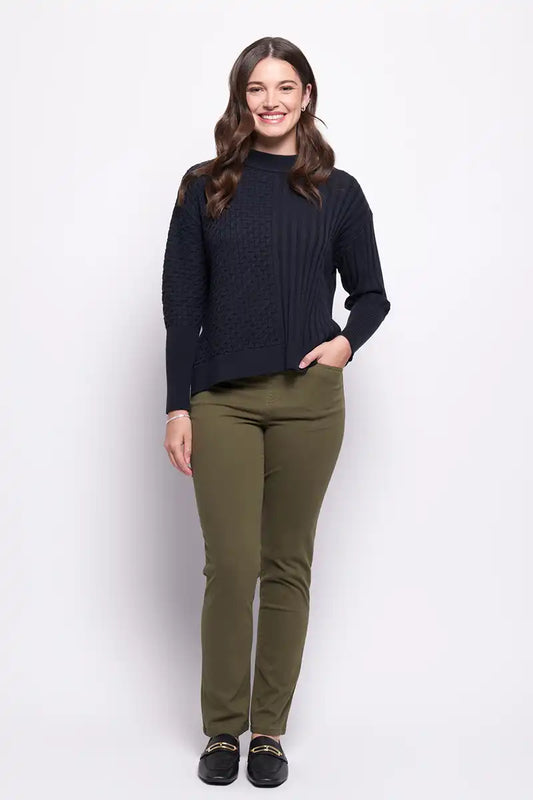 Foil Holy Moley Trouser in Hunter front view with hand in one pocket