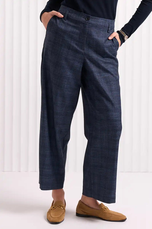 Foil Match Maker Pant – Dark Blue Check front detailed view
