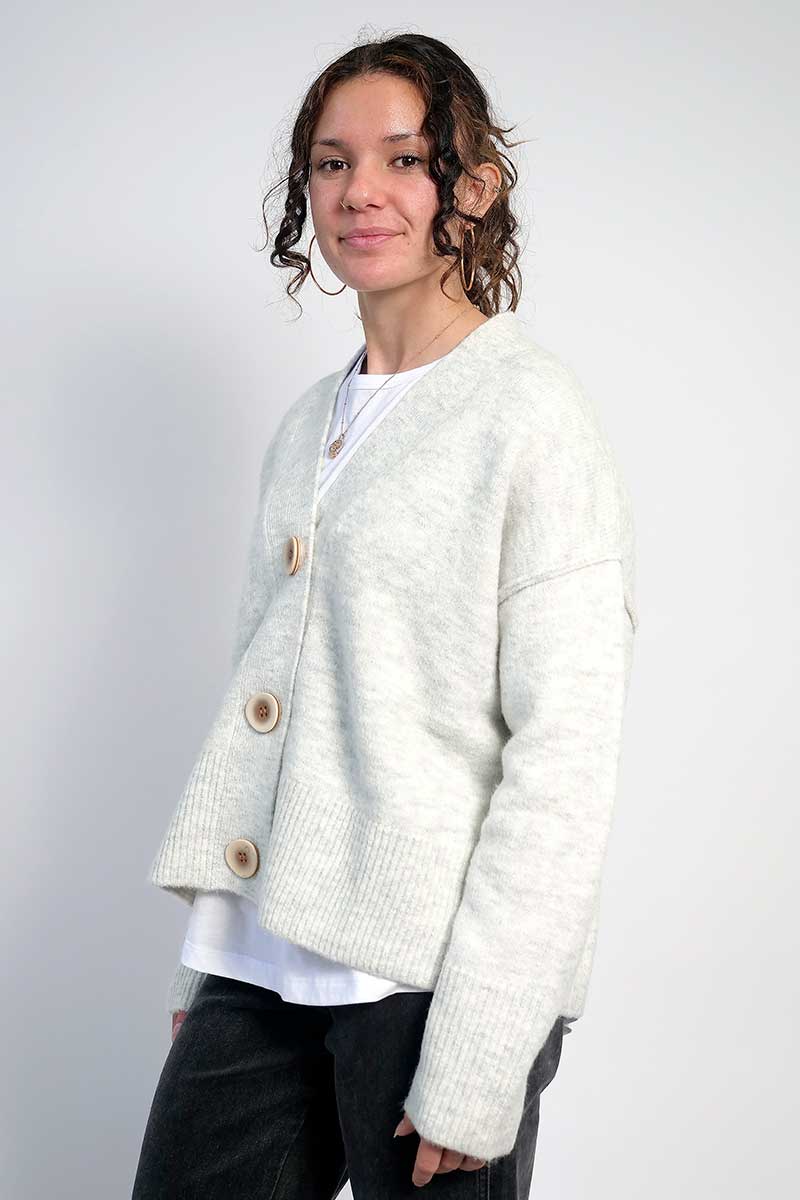 Foil No Slouch Cardigan in Silver side view