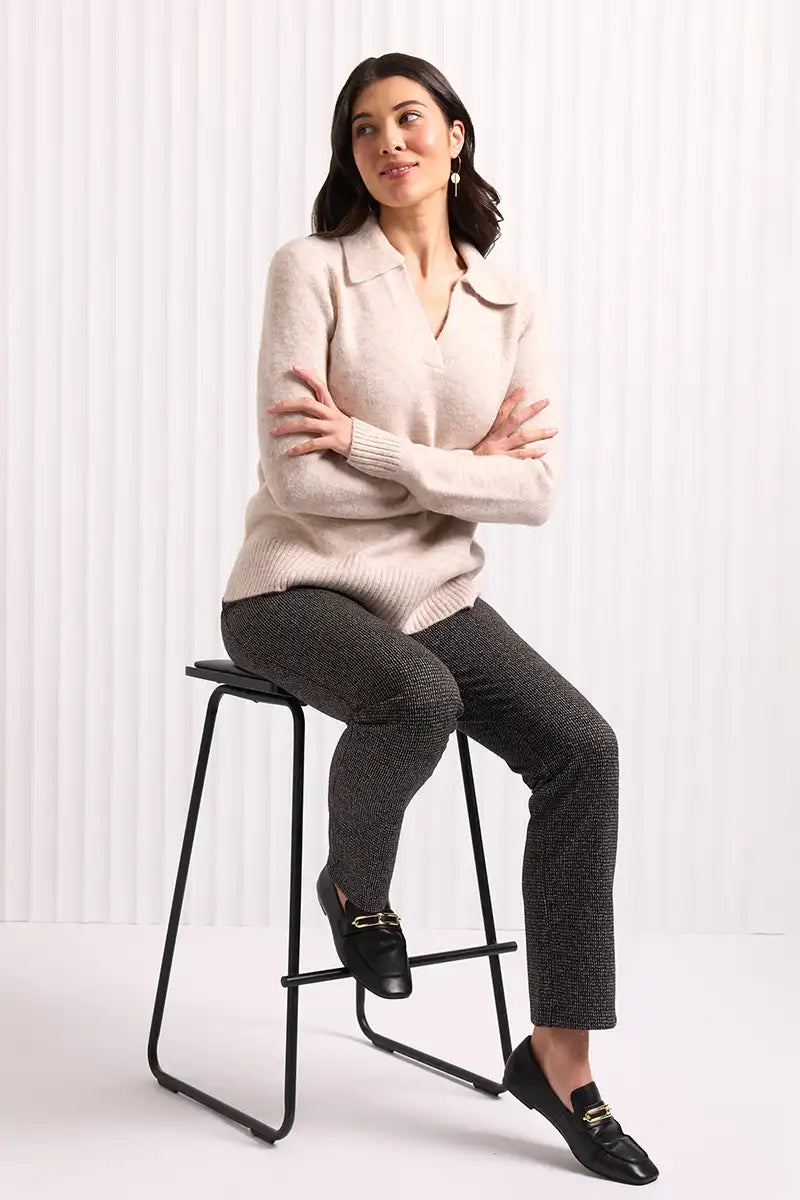 Foil Pick of the Bunch Trouser in Matrix with model sitting down