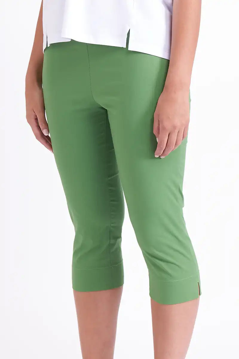 front 3/4 detailed view of the Foil Women's Split Enz Pant in Apple
