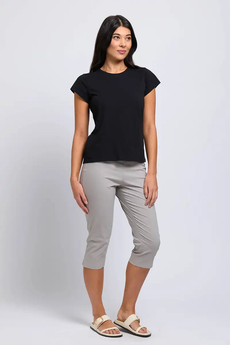 Foil Women's Split Enz Pant in Light Khaki 3/4 full model view