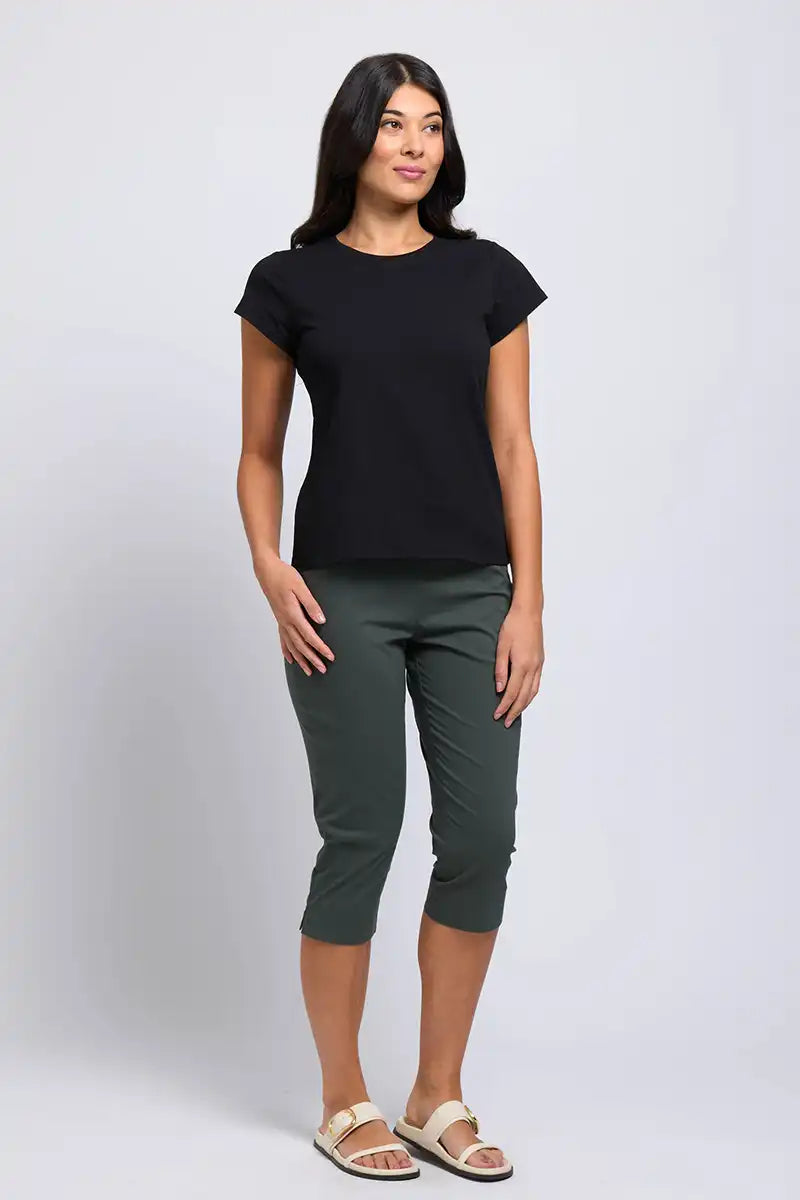Foil Women's Split Enz Pant in Viridian full model 3/4 front view