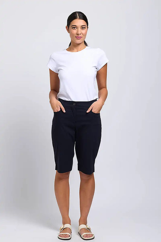 Foil Women's Tee Off Short in True Navy front full model view