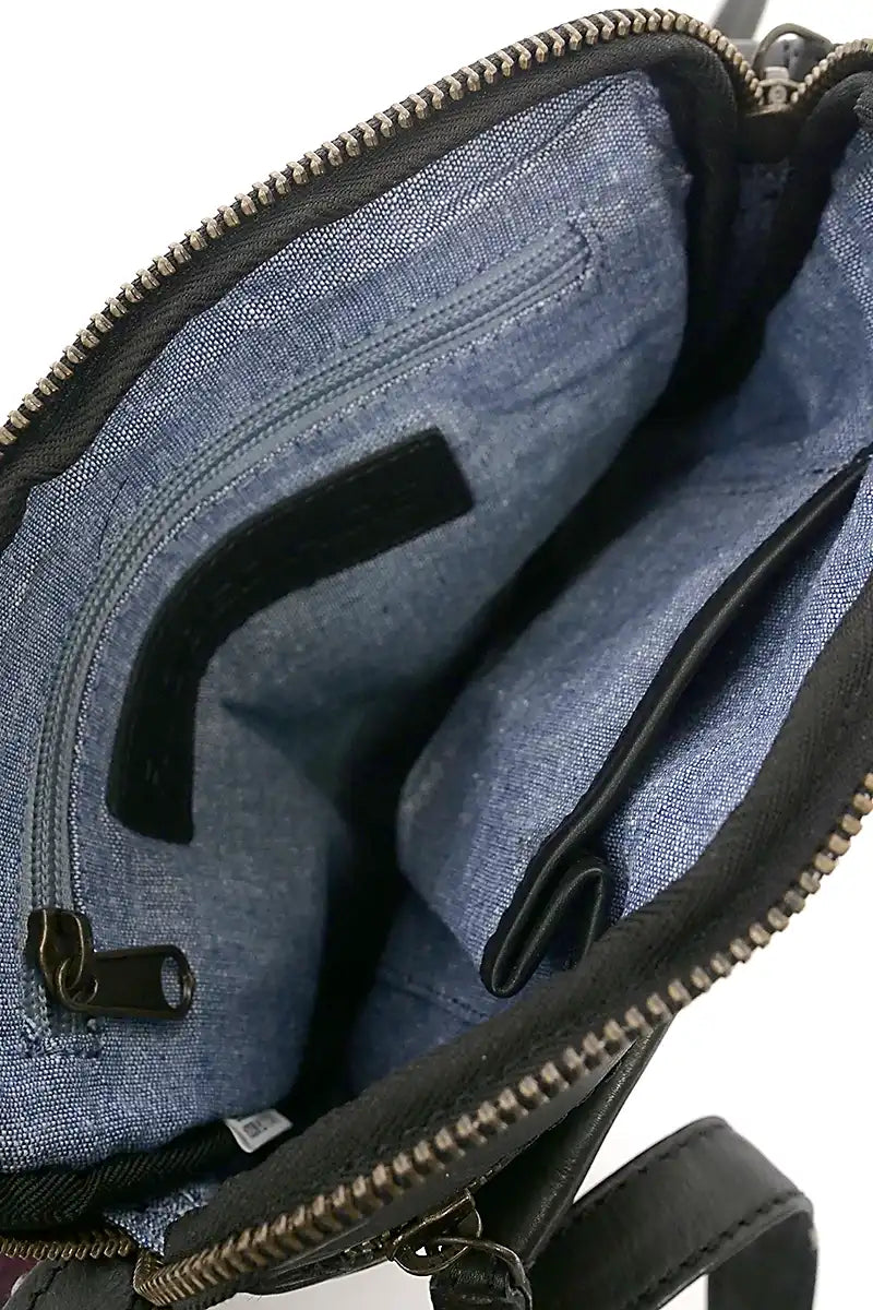 Helen Cross Body Bag in Black by Rugged Hide internal view