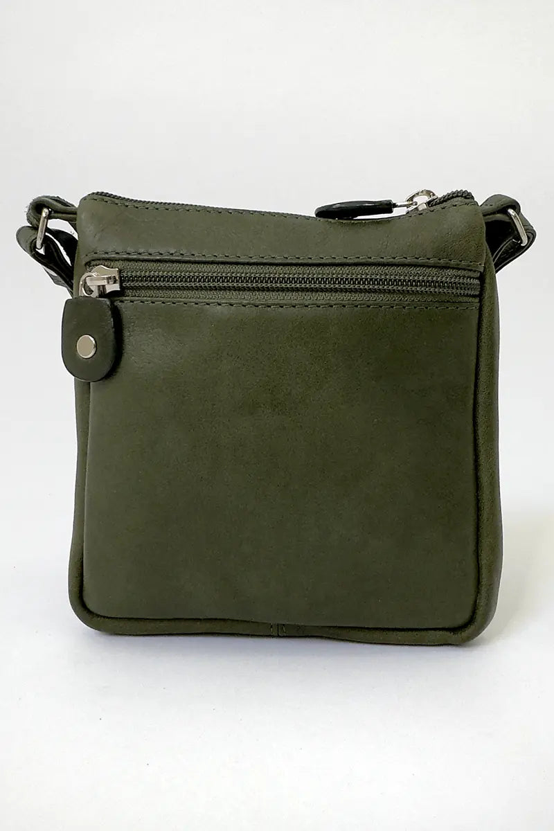 Henk Burg Leather Hand Bag - Jamie Small Green back view