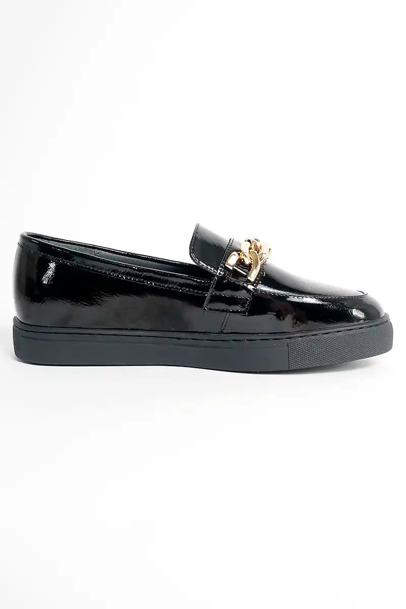 Hinako Women's Oscar Loafer in Black Patent inside edge