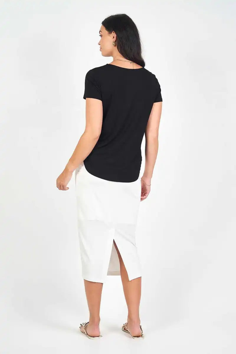 Janis Women's Black Bamboo Tee back view