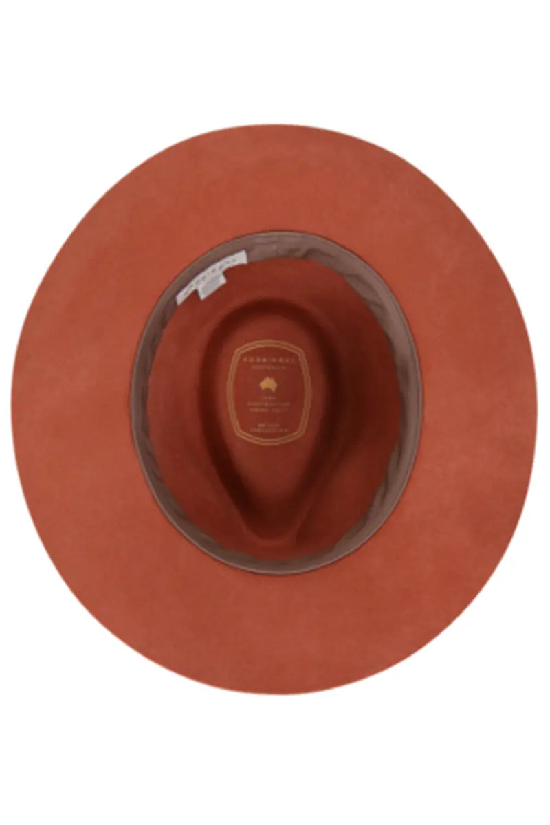 inside view of the Kooringal Kallie Safari Hat in Terracotta