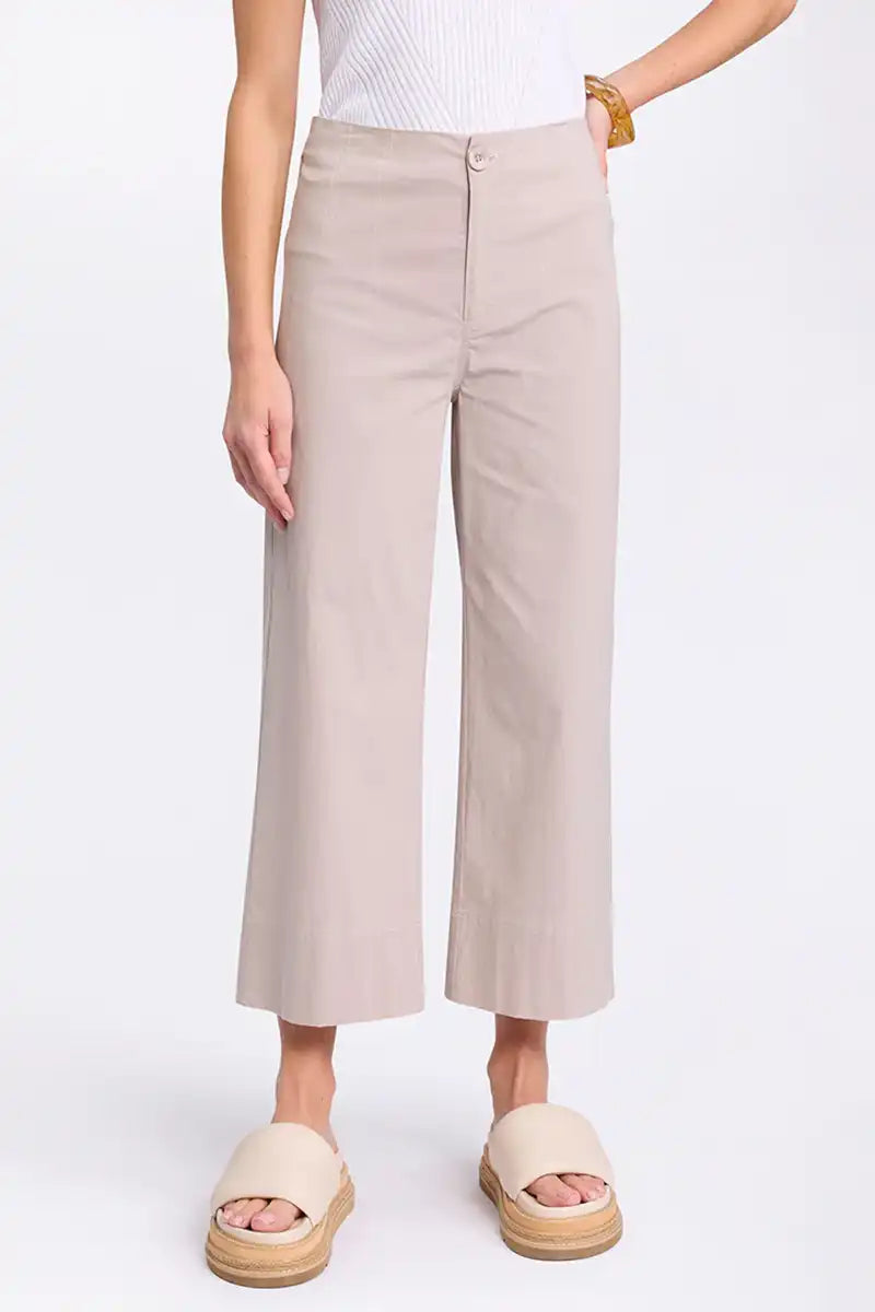 Marco Polo 3/4 Wide Leg Pant in Natural detailed front view