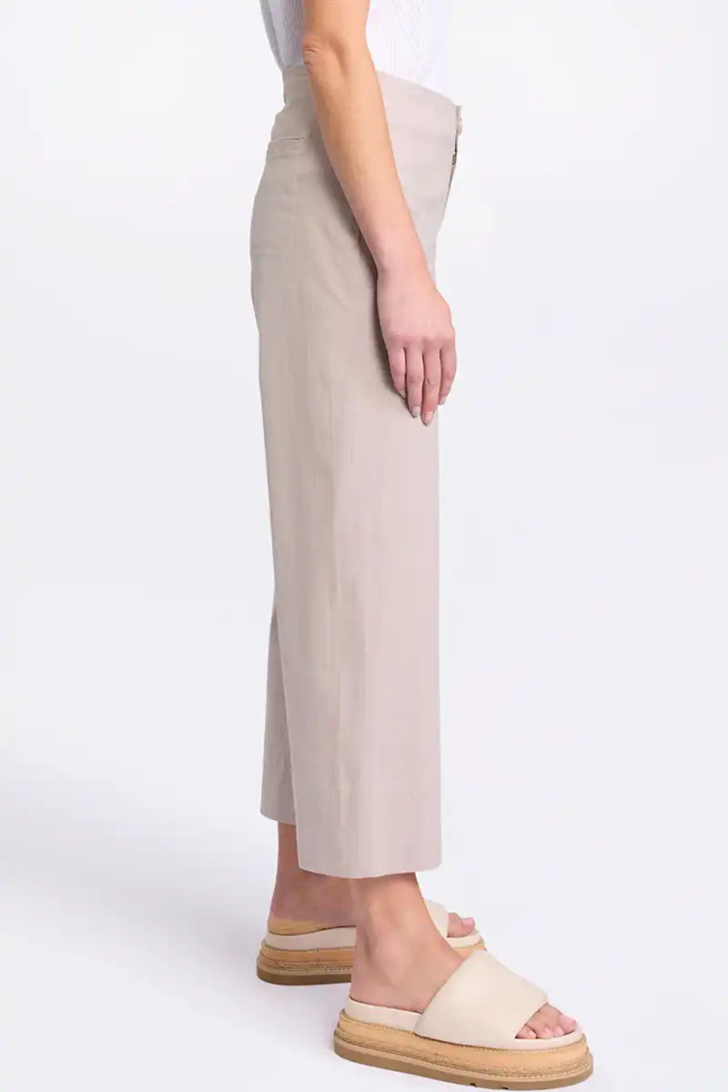side view of Marco Polo 3/4 Wide Leg Pant in Natural