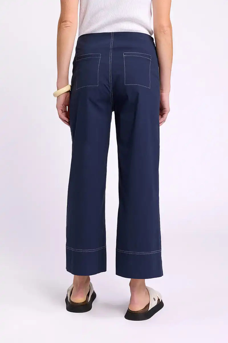 Marco Polo 3/4 Wide Leg Pant in Navy back view