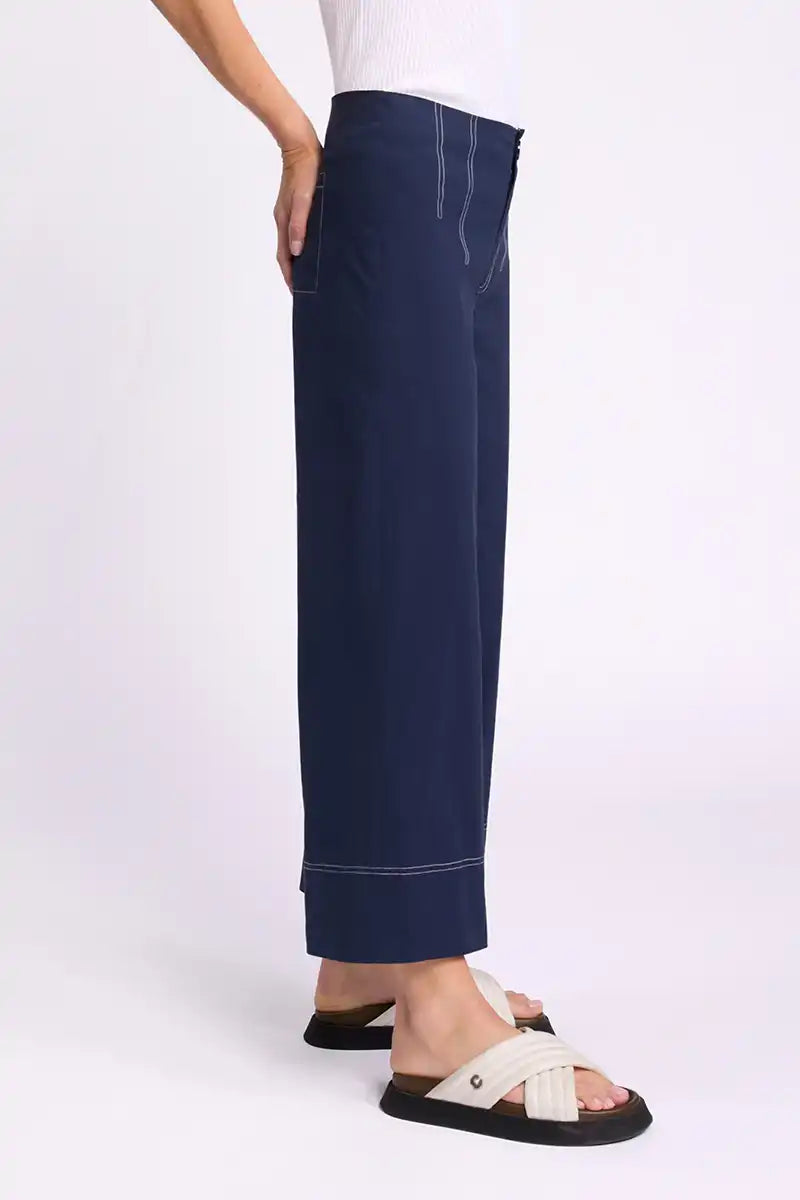 Marco Polo 3/4 Wide Leg Pant in Navy side view