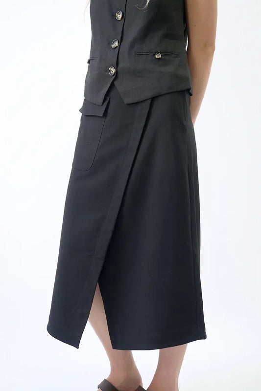 Marco Polo Crepe Skirt in Black
