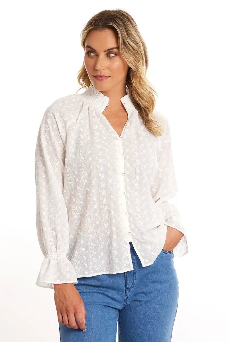 Marco Polo Long Sleeve Embroidered Shirt front