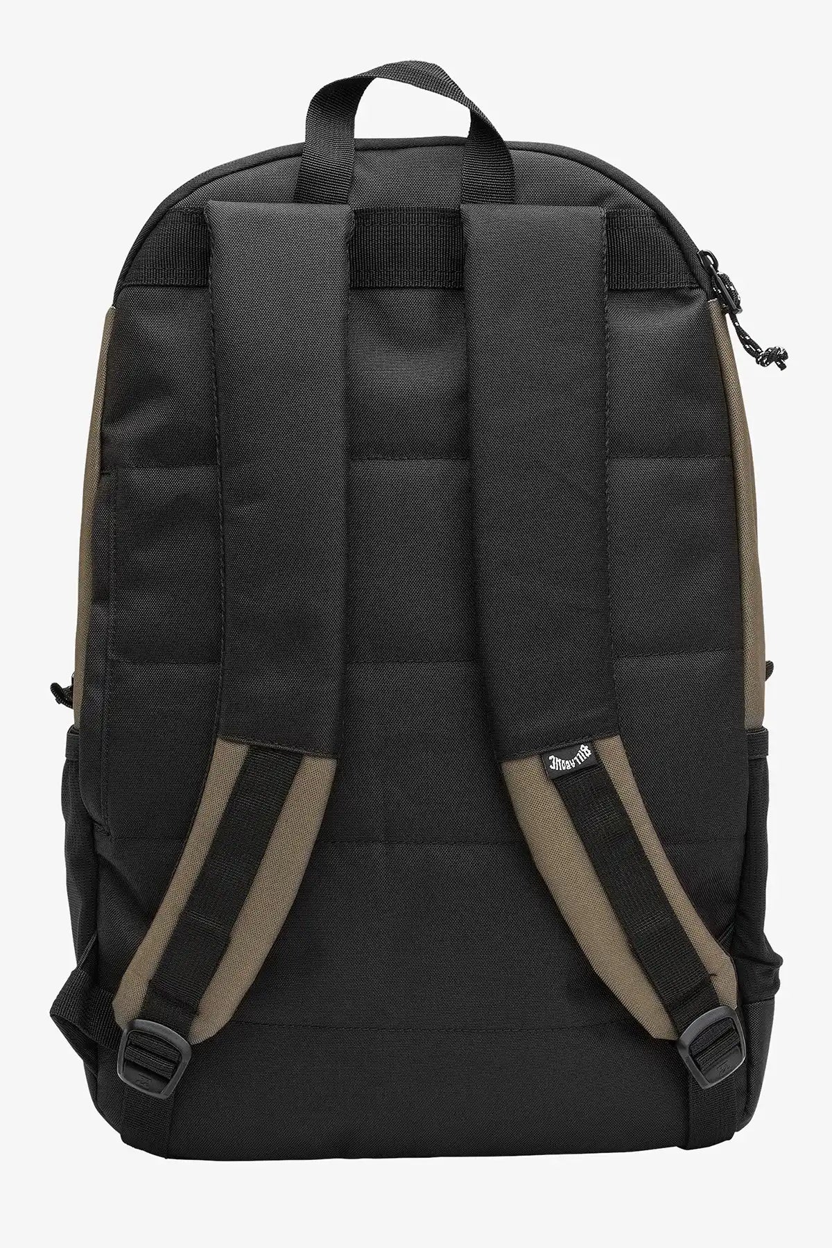 Men's Command 29L Backpack - Olive with brown straps on a white background back view showiing shoulder straps and padding