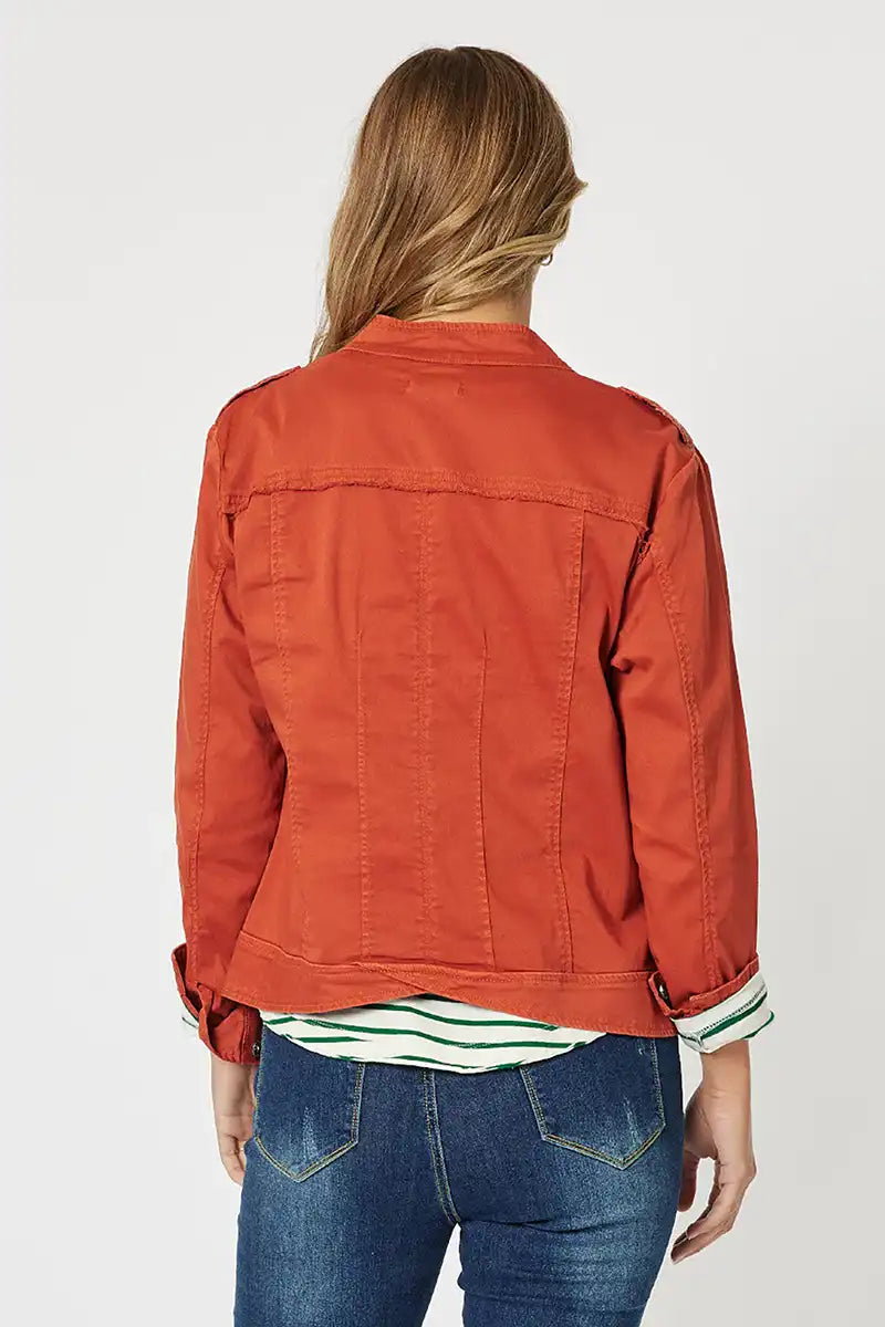 Military Denim Jacket - Maple back view