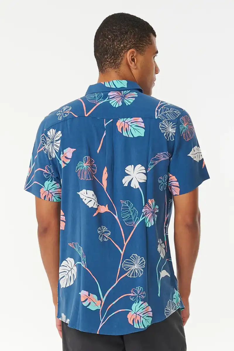 Mod Tropics Short Sleeve Shirt in Washed Navy back view