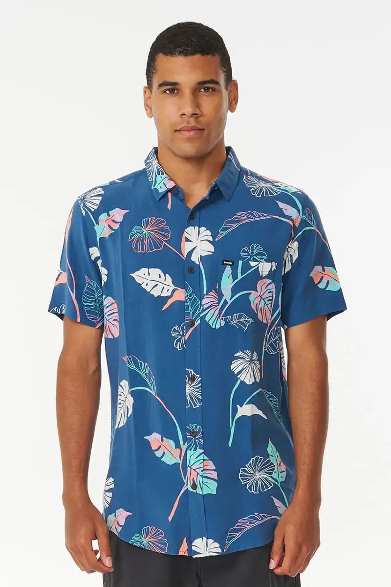 Mod Tropics Short Sleeve Shirt in Washed Navyfront view