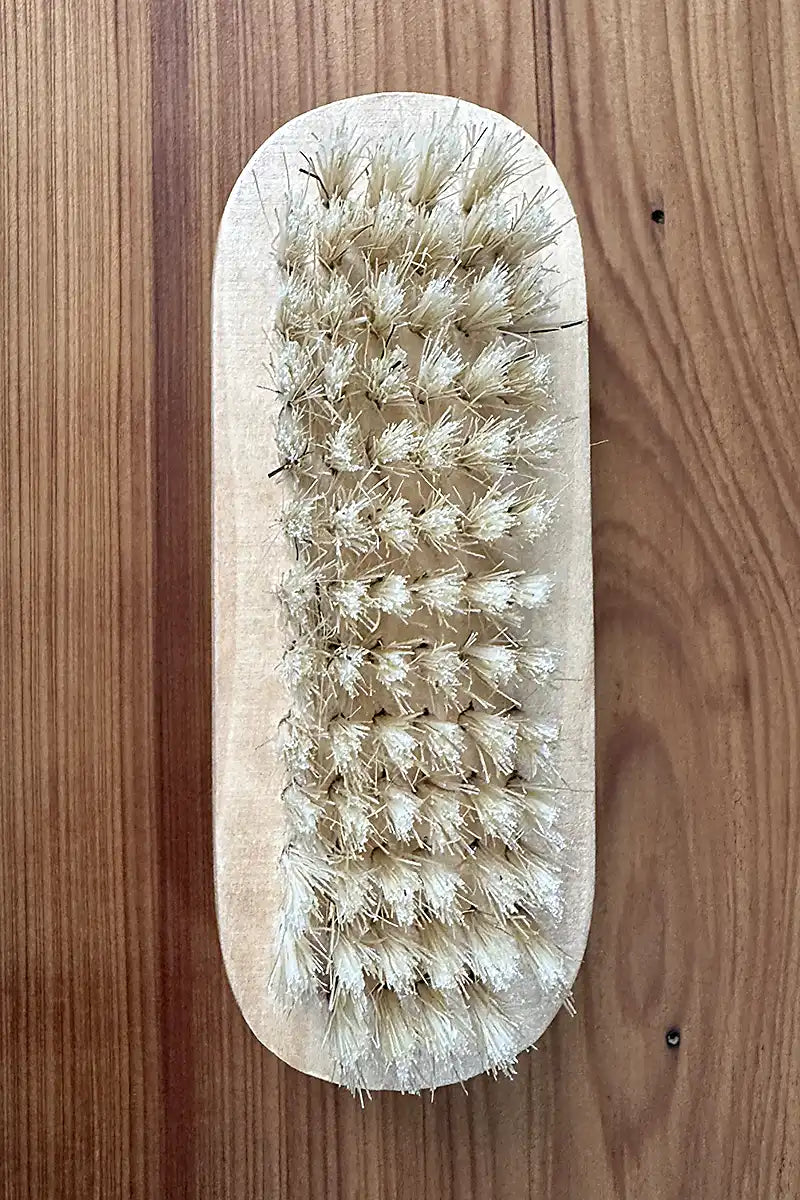 Natural Wooden Nail Brush top view bottom view