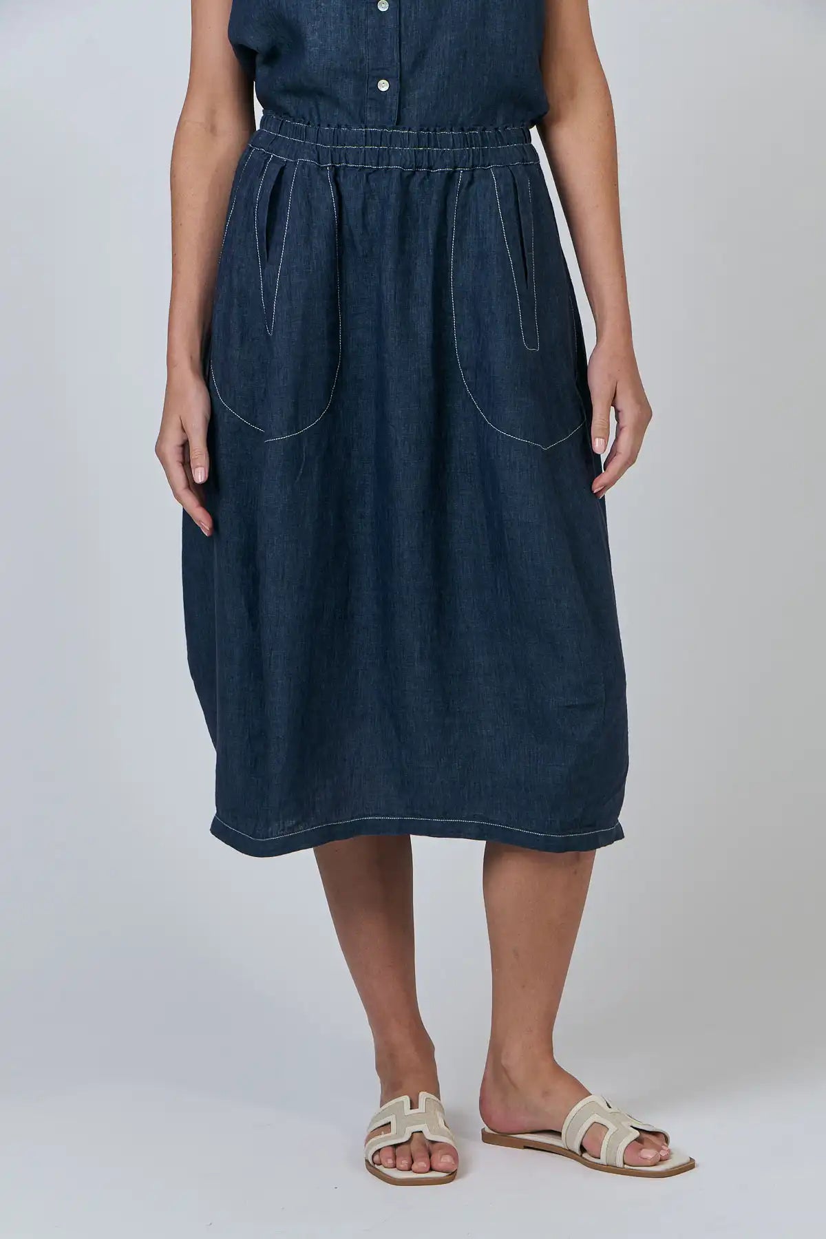 Bay Blue Linen Skirt