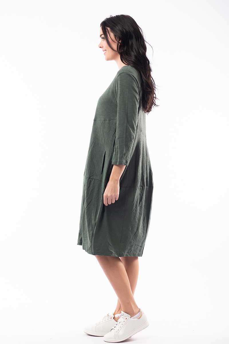 side view of the Orientique Essentials Dress Bubble in Sage Leaf