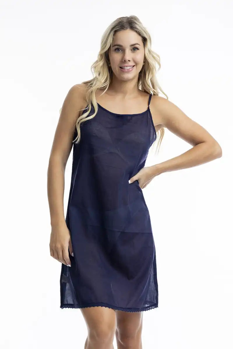 Orientique Long Slip in Navy front detailed view
