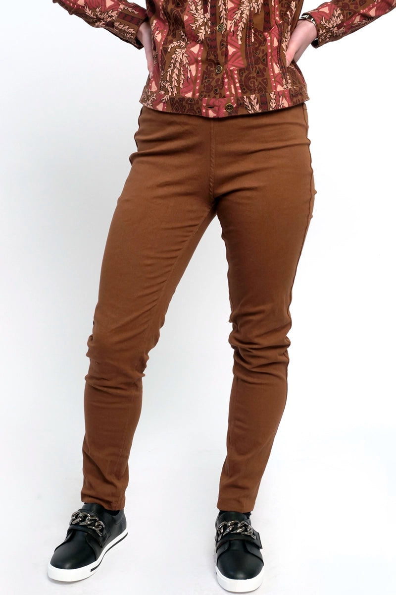 Orientique Reversible Drill Pants in Chocolate front showing chocolate side