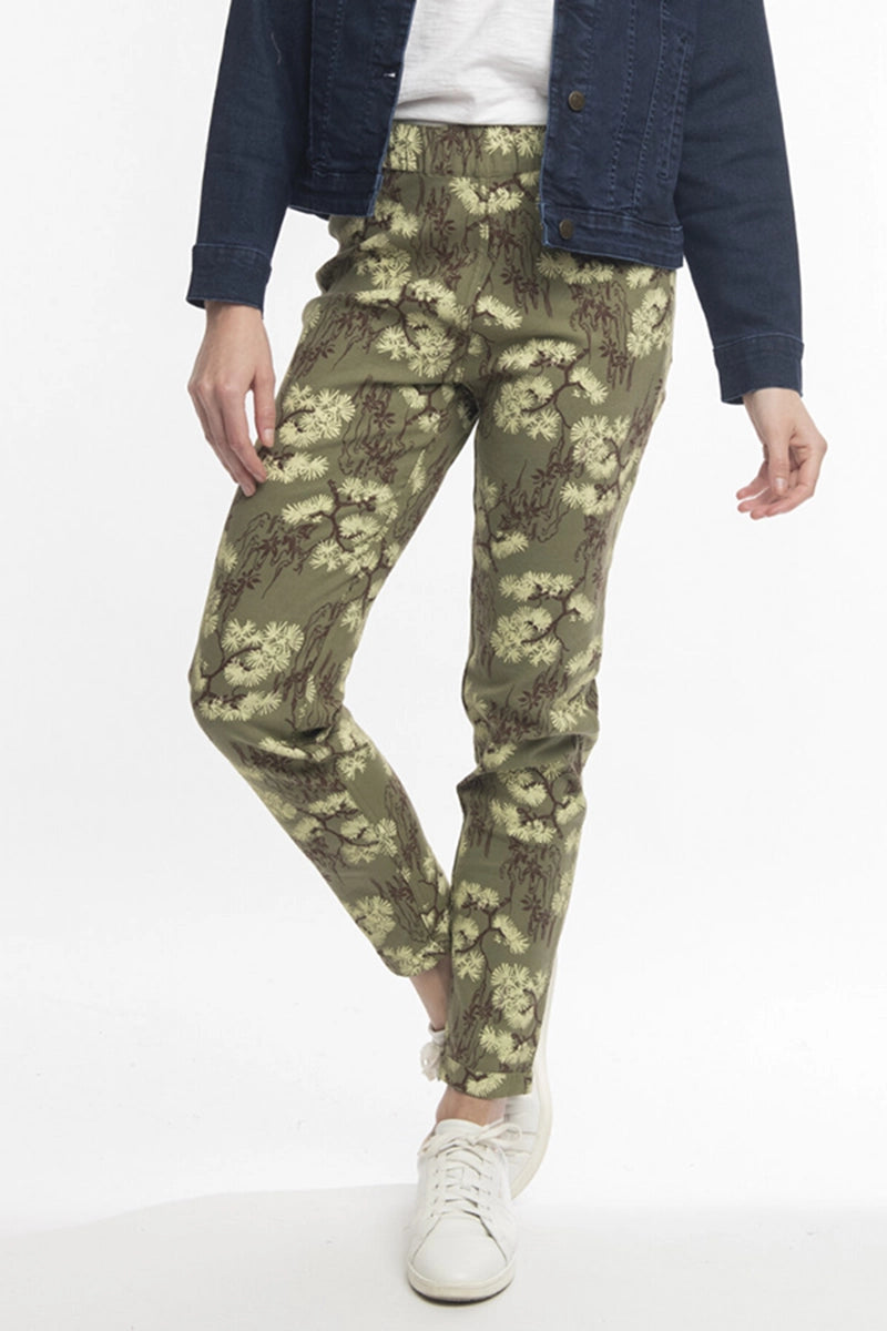 Orientique Reversible Drill Pants in Olive front detail view