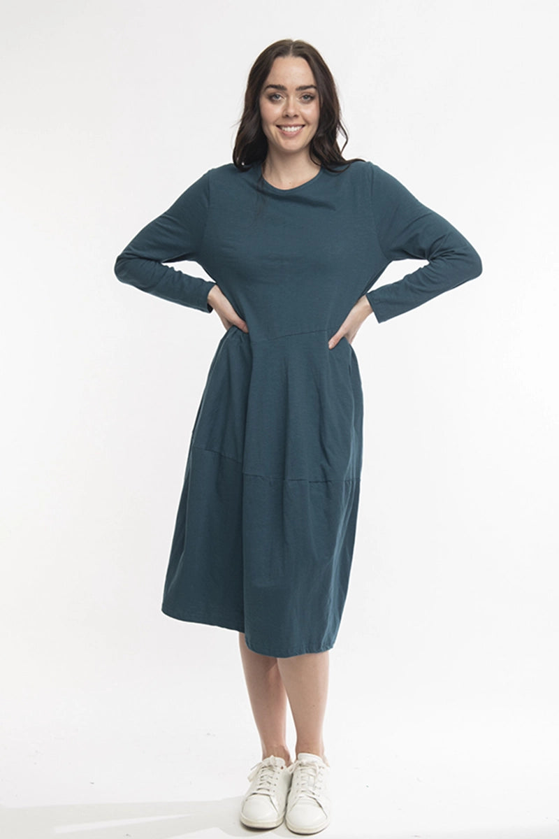 Orientique Essential Knit Panel Bubble Dress in Mediterranean