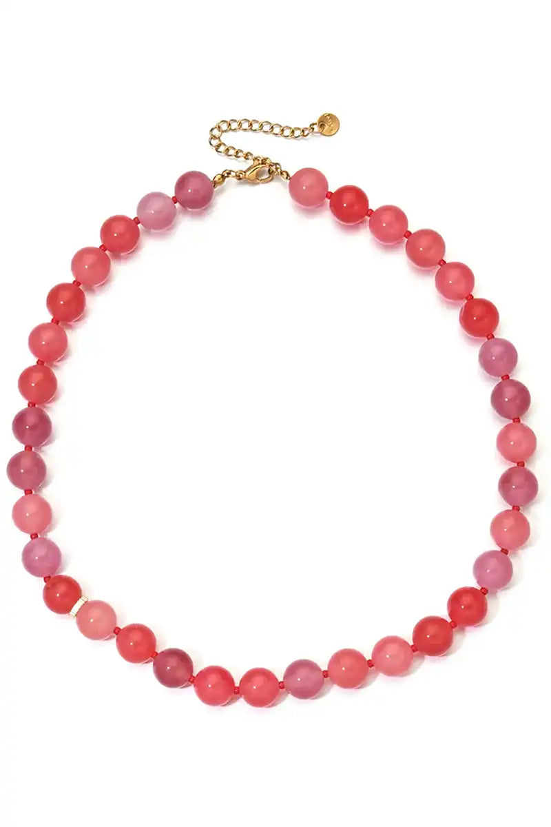Stone necklace in mixed red colours