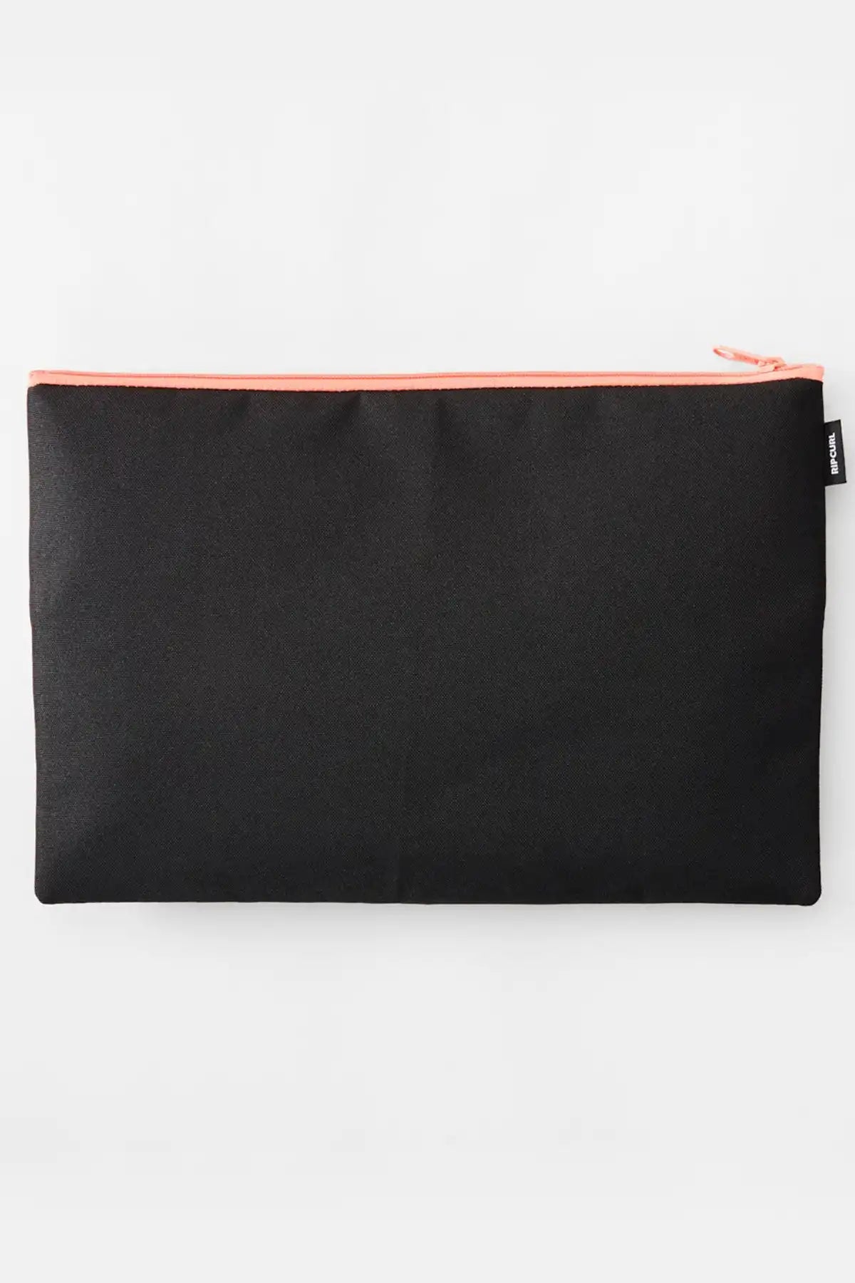 Black pencil case with bright orange zipper