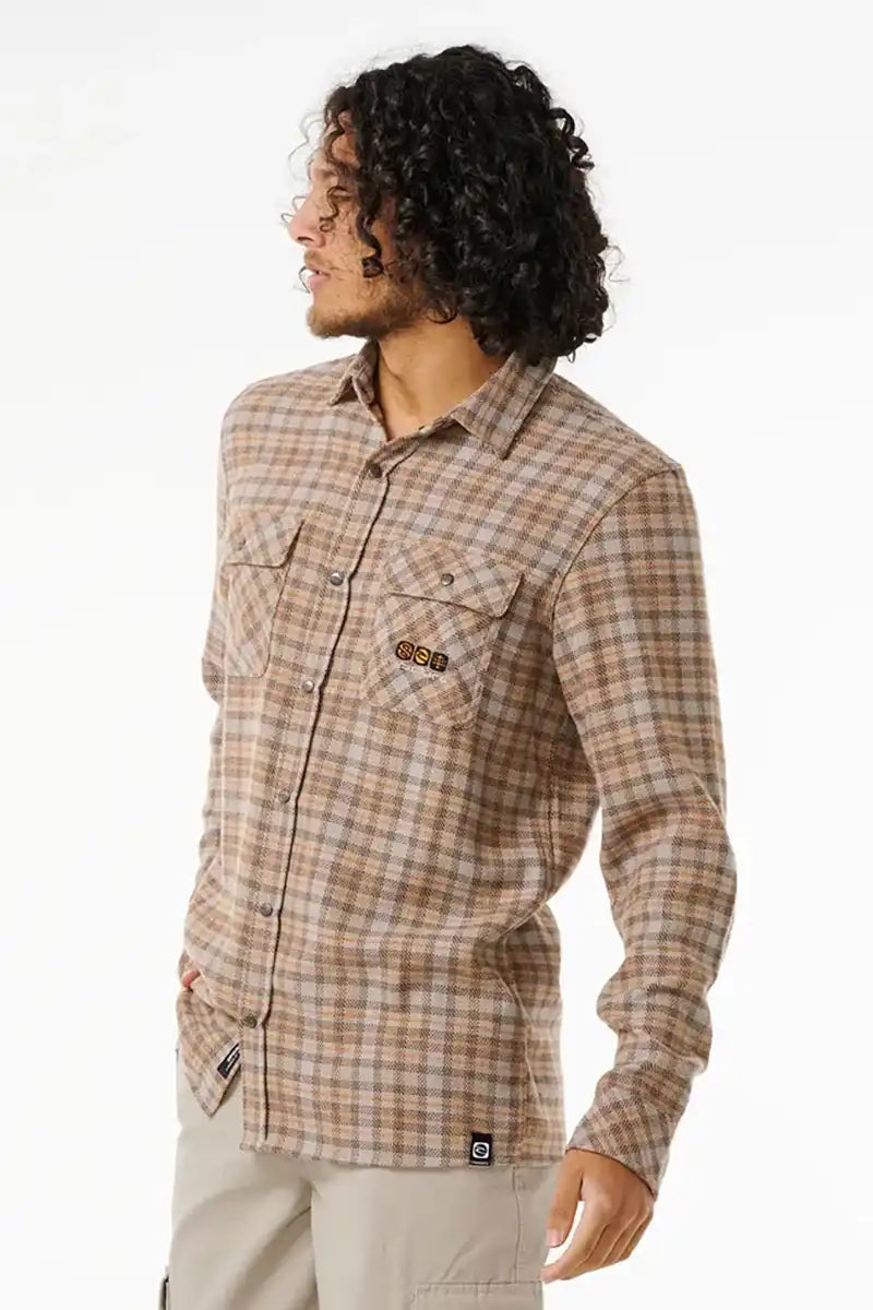 Rip Curl Archive Ocean Tech Flannel in Stone Side view