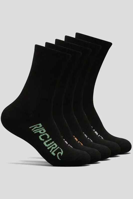 Rip Curl Boys School Crew Sock 5 Pack front side view
