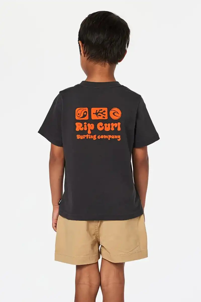 Rip Curl Boys Tube Icon Tee in Washed Black back view