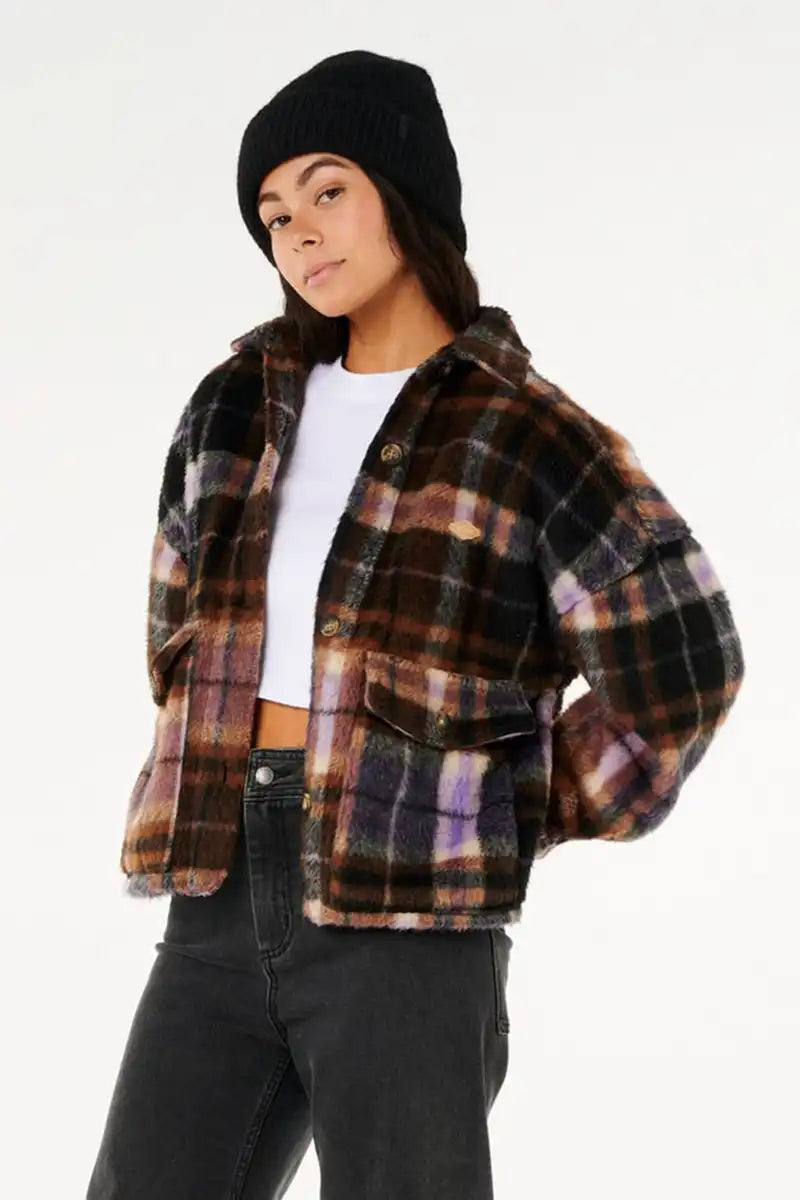 Rip Curl Cala Nights Check Jacket 3/4 side view