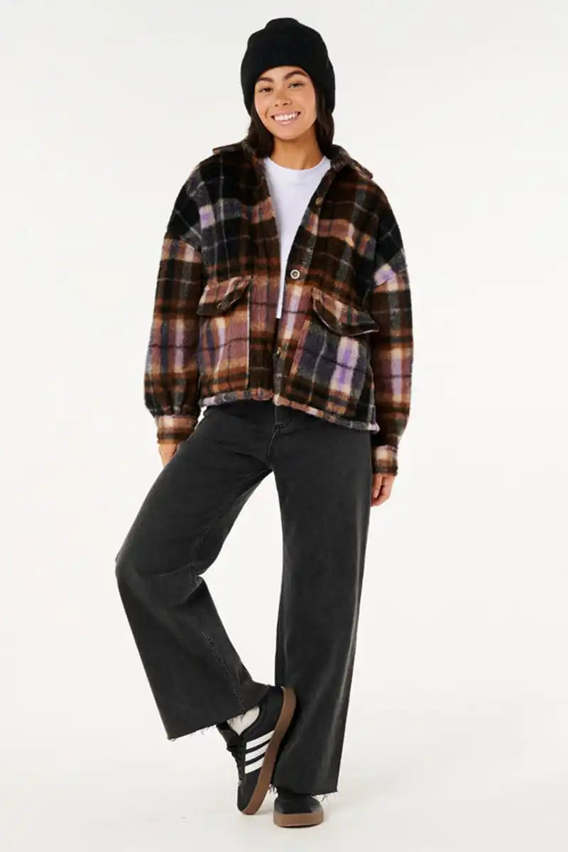 Rip Curl Cala Nights Check Jacket full model front view