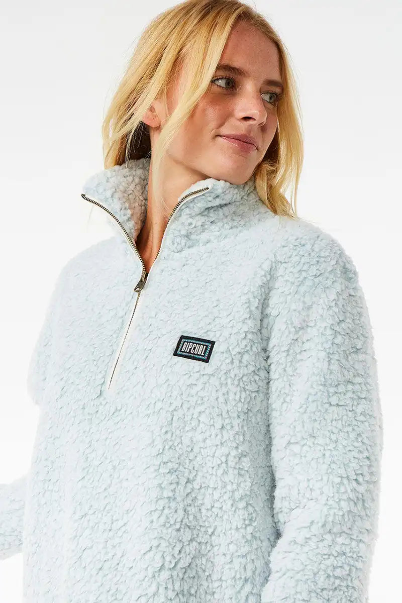 Rip Curl Dark n Stormy 1/4 Zip Crew Jumper in Blue side view