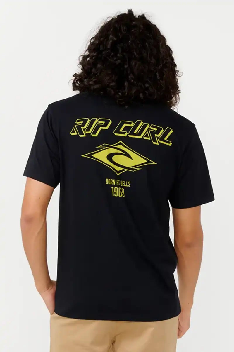 Rip Curl Fade Out Icon Tee in Black Lime back view