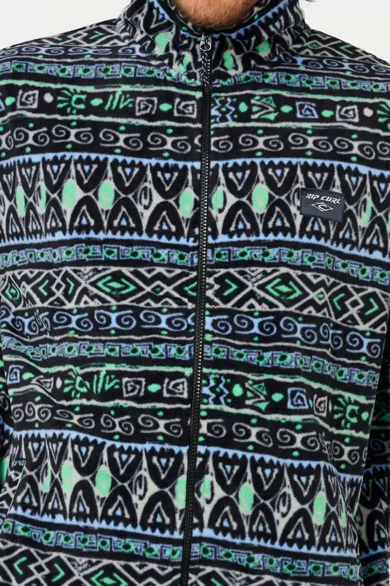 Rip Curl Fun Times Polar Fleece in Black Grey front detailed view