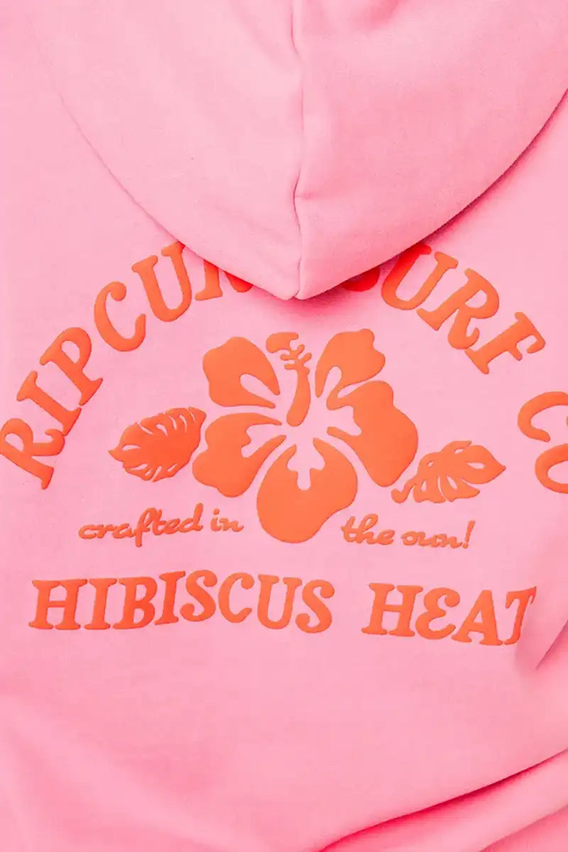 Rip Curl Hibiscus Heat Heritge Hood in Pink Logo 