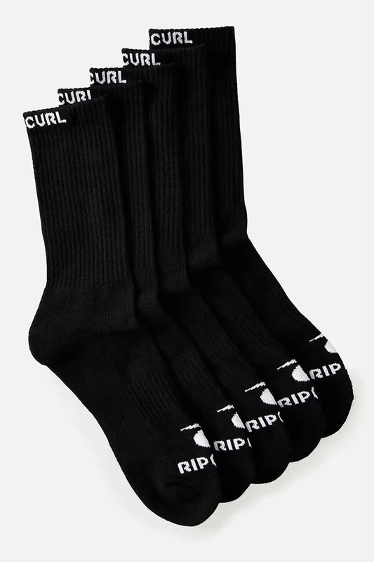 Rip Curl Men's Brand Crew Socks 5 Pack in Black