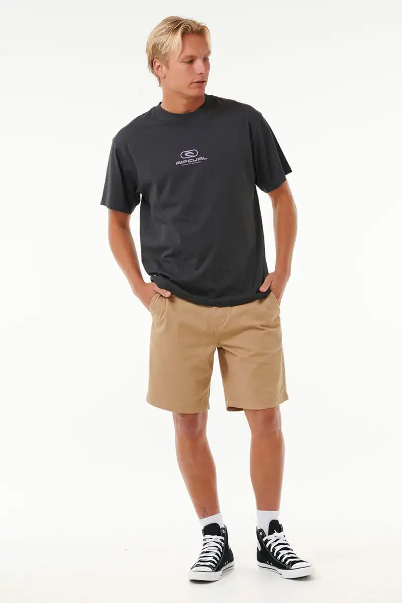 Rip Curl Men's Classic Surf Chino Walkshort in Khaki full model front view