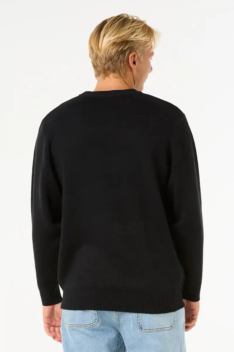 Rip Curl Mens Search Dosed Crew Jumper in Black back view