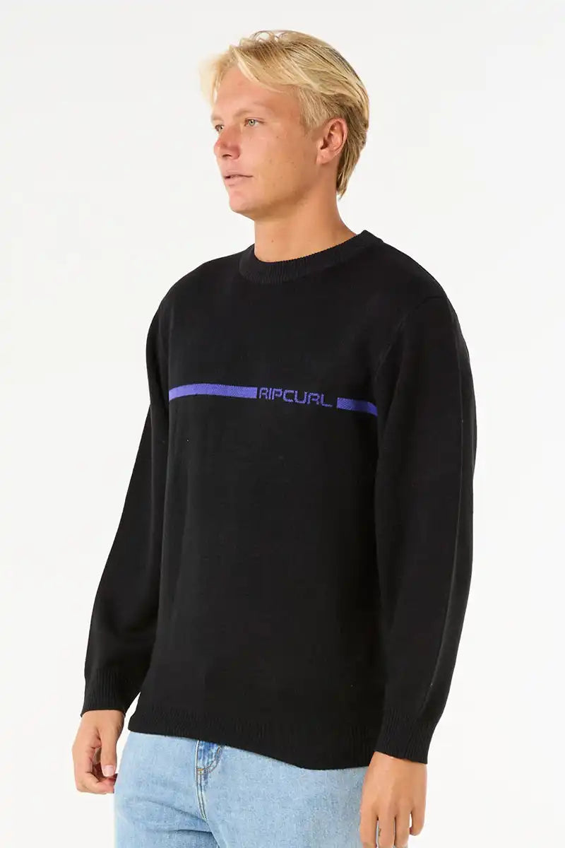 Rip Curl Mens Search Dosed Crew Jumper in Black side view
