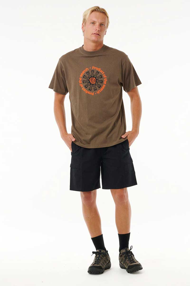 Rip Curl Men's Search Sun Tee in Rock full model front view